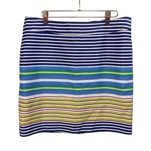 Loft Blue Green Cream Stripe Cotton Skirt 12 Petite NWT Summer Vacation Nautical